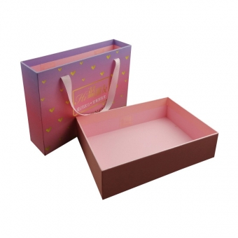 large size sliding drawer gift box with ribbon handle