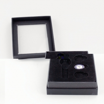 black decorative nesting cardboard box with transparent PVC lid