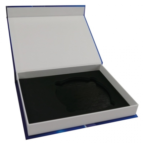 Blue magnetic packaging box with eva foam