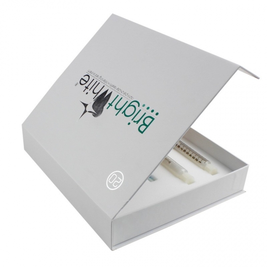 Silver Foil Logo Cosmetic White Magnetic Box