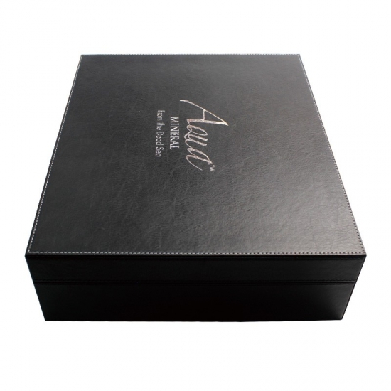 Black Large christmas Gift Box With Lid clamshell pvc leather box