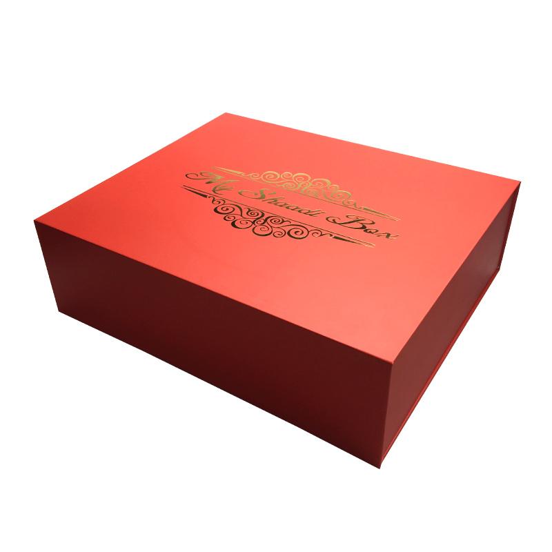 Foldable Red Gift Box With Ribbon