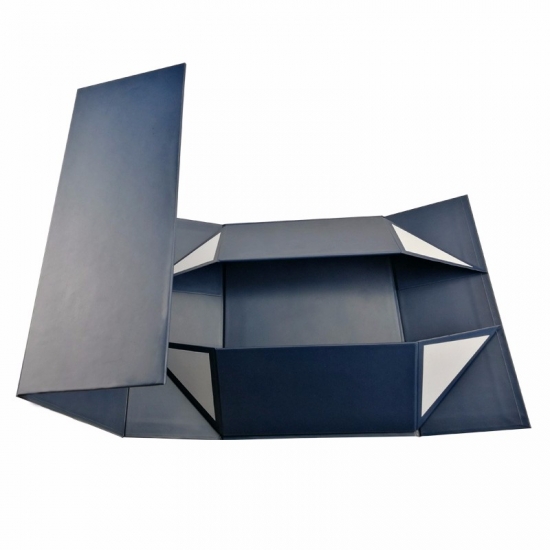 Custom blue foldable large flat cardboard boxes with lids