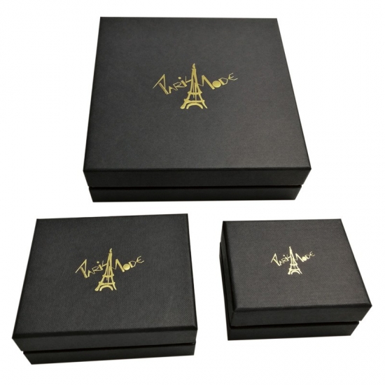 black big rigid box with gold cuff packing gift box with lids