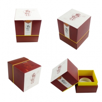 Custom square coloured lid and base gift box with cuff